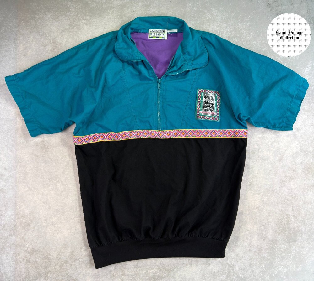 Vintage 1990s Members Only Aztec Short Sleeve Medium Pullover